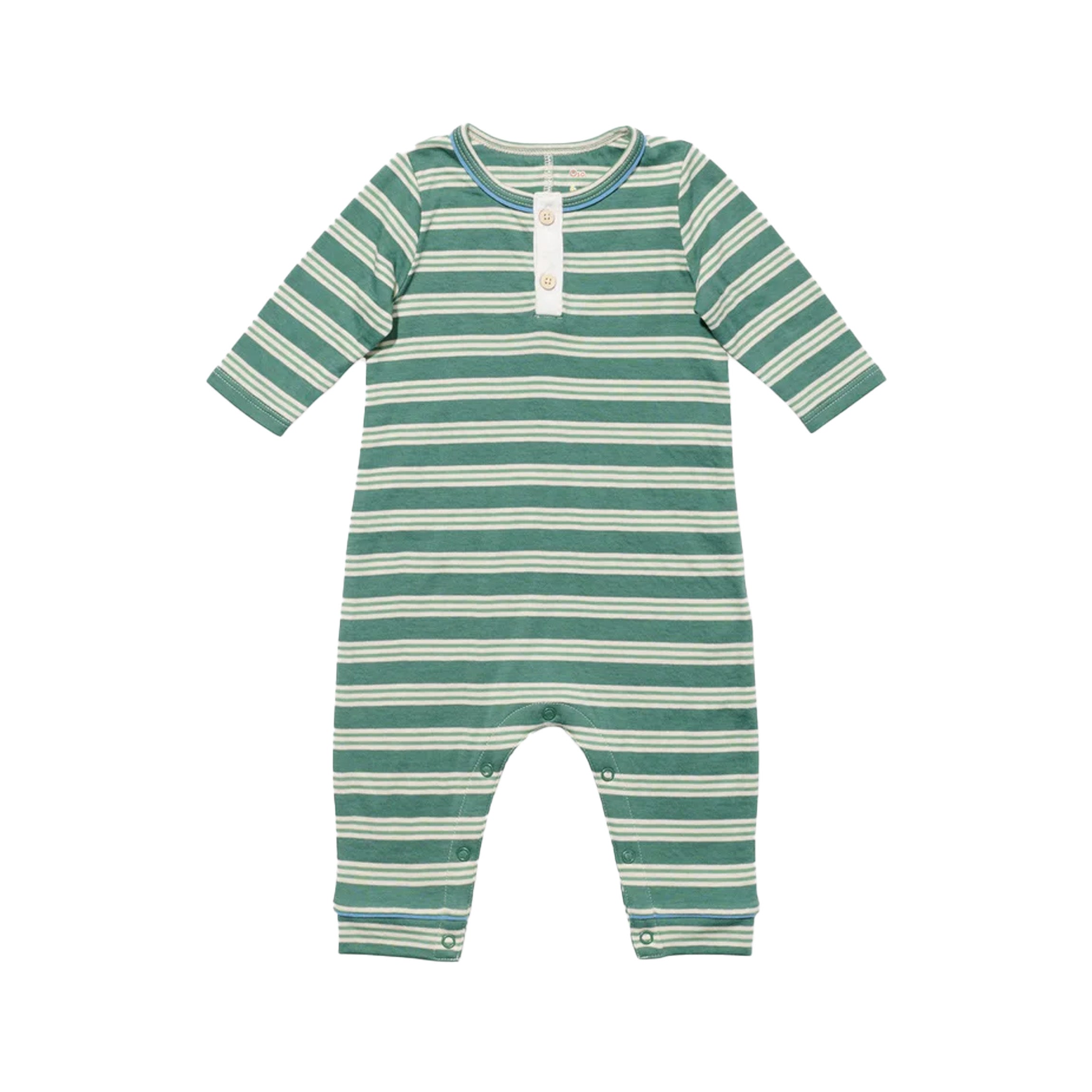 Campbell Romper in Pine Twin Stripe