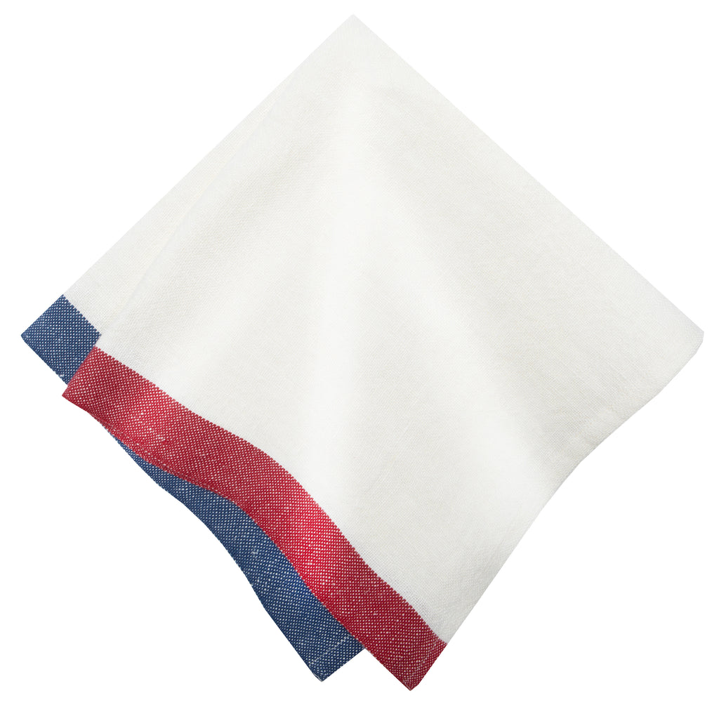 Paris Napkins in Blue & Red, Set of 2