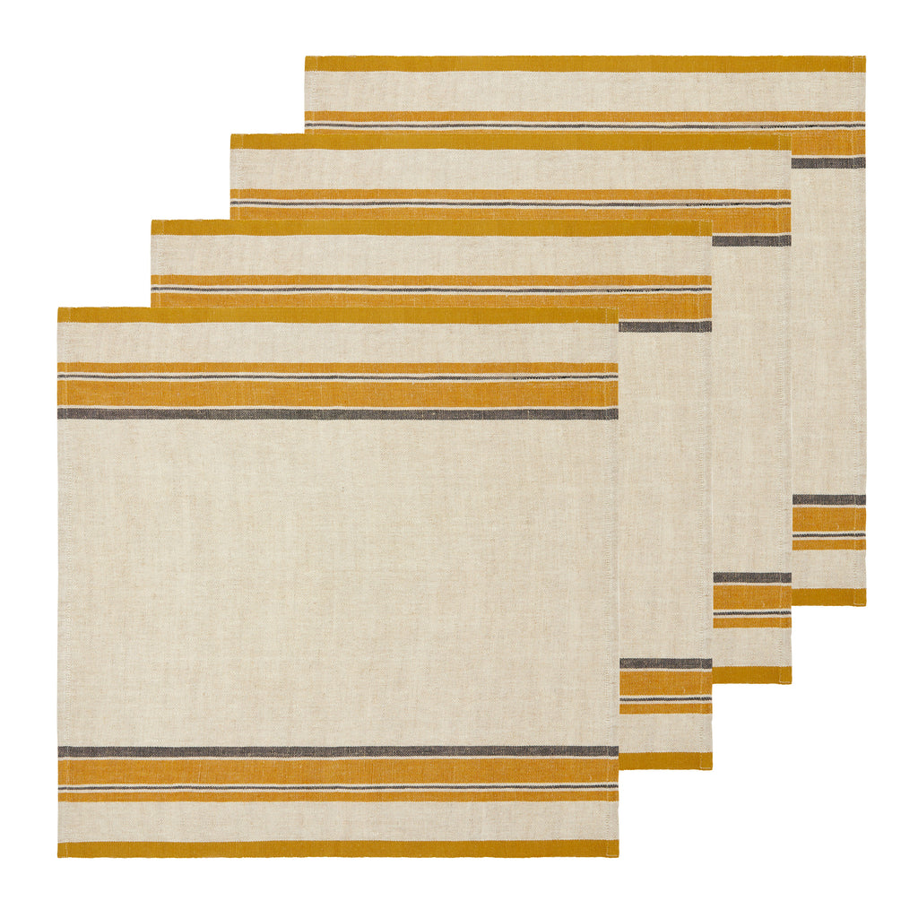 Antibes Napkin in Natural & Mustard, Set of 4