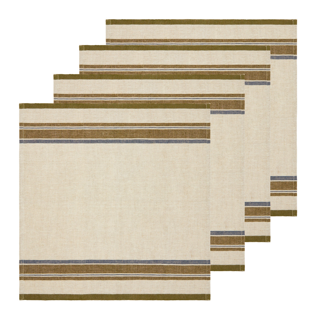 Antibes Napkin in Natural & Green, Set of 4