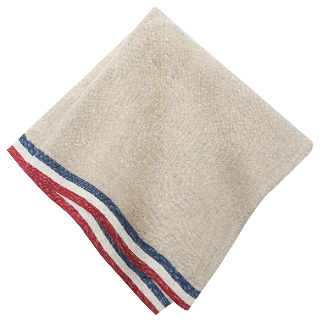 Normandy Napkins in Red, Natural, & Blue Stripes, Set of 4
