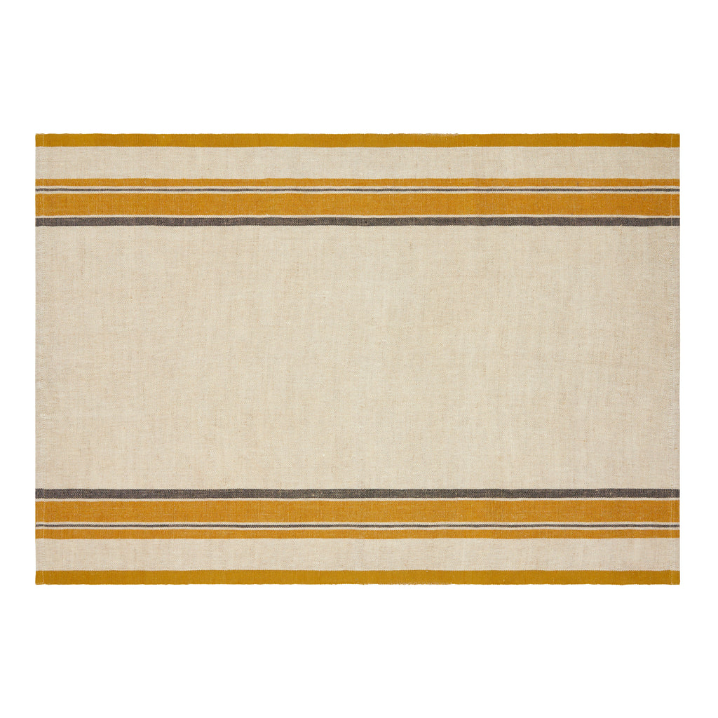 Antibes Tea Towels in Natural & Mustard, Set of 2