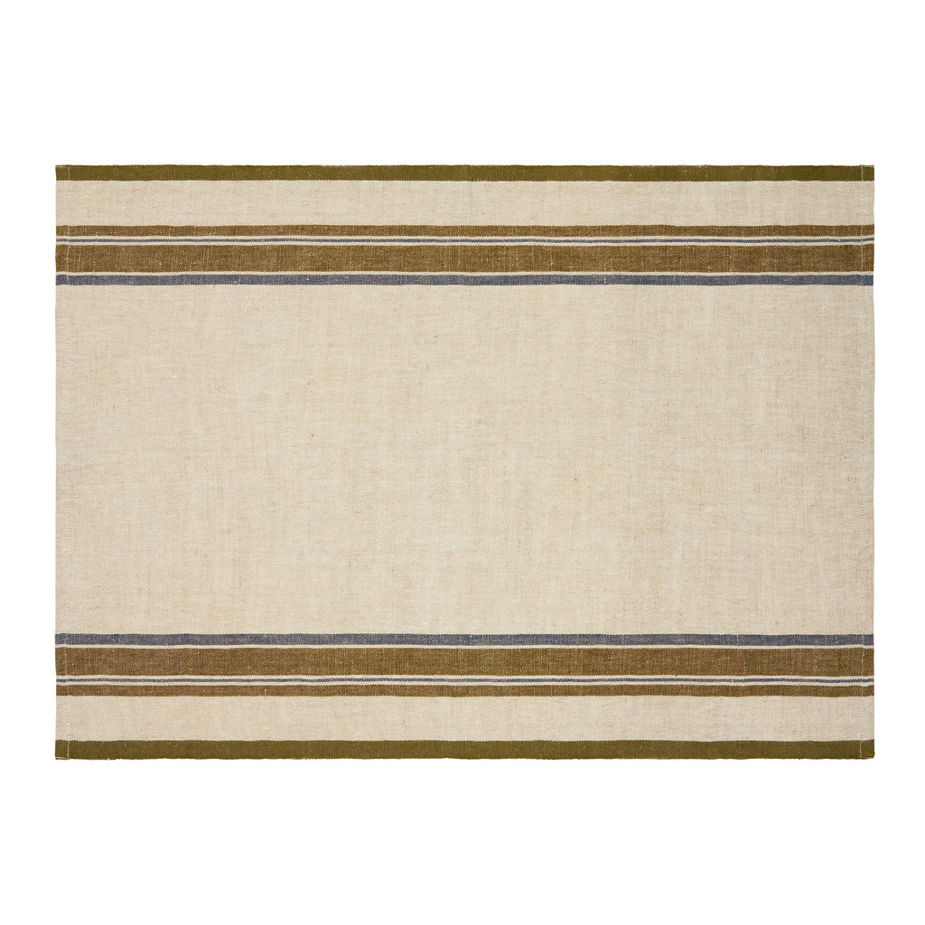 Antibes Tea Towels in Natural & Green, Set of 2