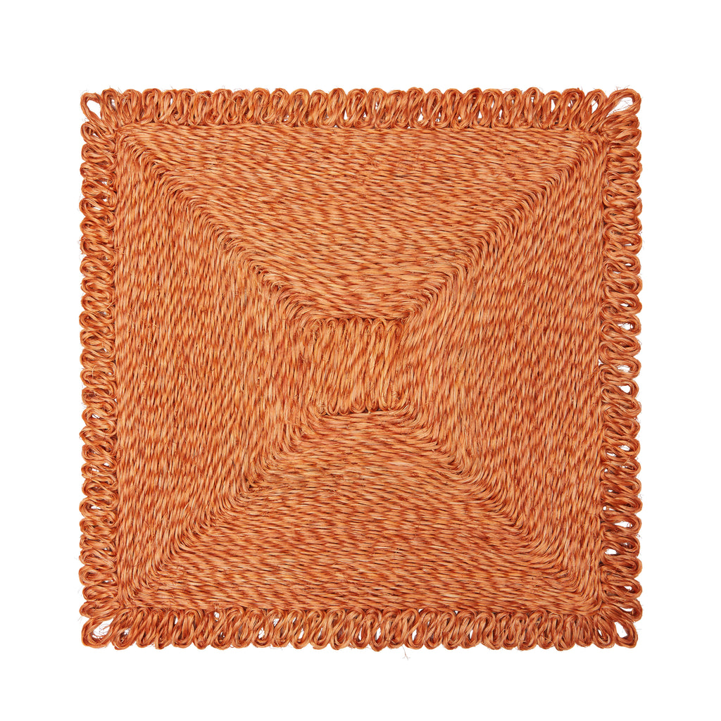 Loopy Square Placemat in in Clementine, Set of 4
