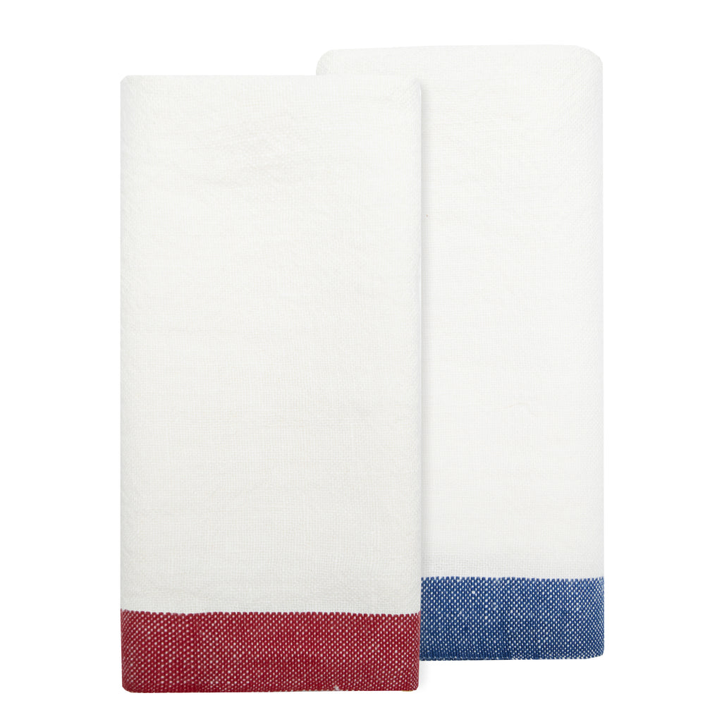 Paris Tea Towels in Blue & Red, Set of 2