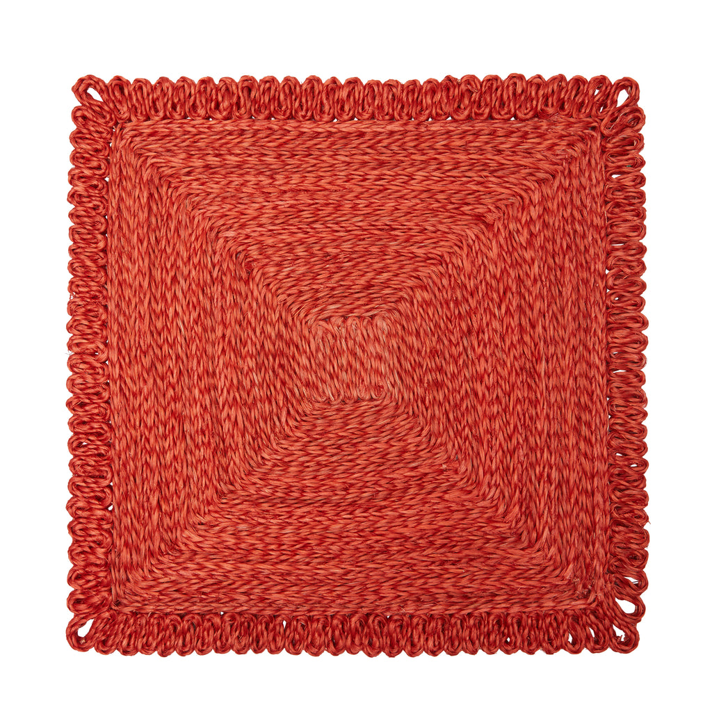 Loopy Square Placemat in Red, Set of 4