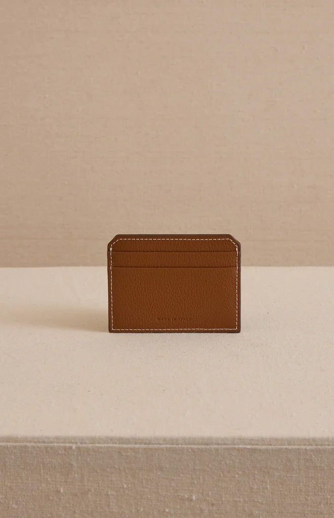 Card Case in Tumbled Grain Acorn