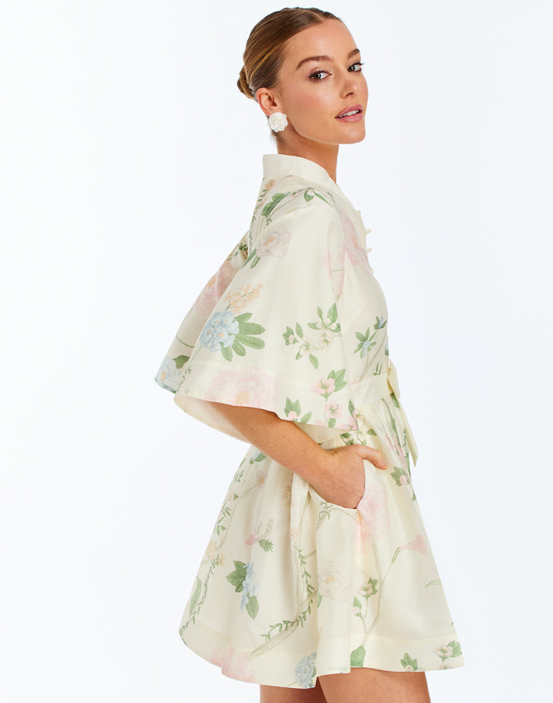 Carmen Mini Dress in Ivory Multi