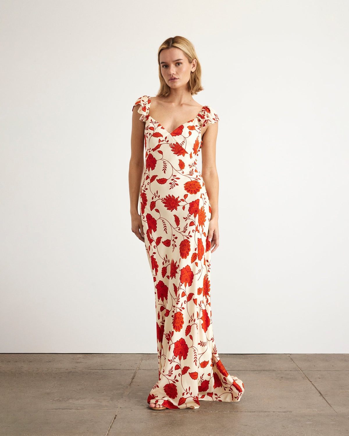 Carrie Dress in Cream & Tomato