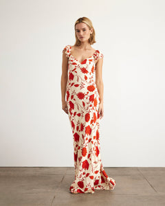 Carrie Dress in Cream & Tomato