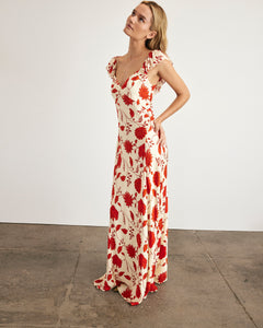 Carrie Dress in Cream & Tomato