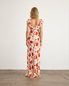 Carrie Dress in Cream & Tomato