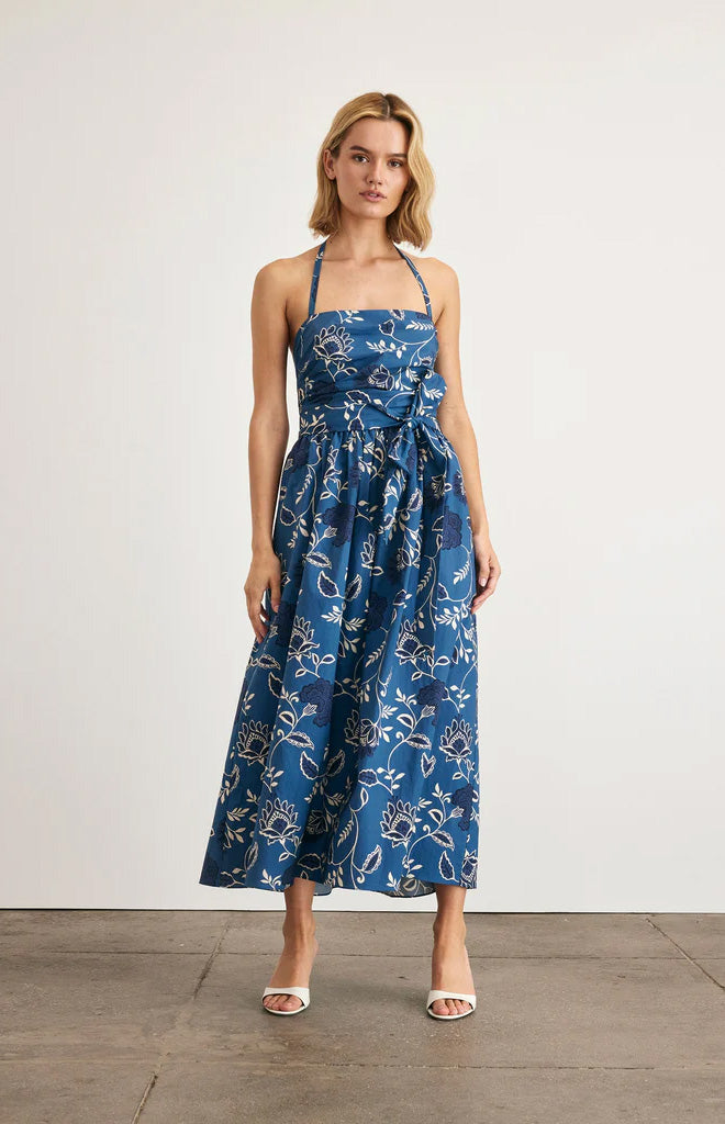 Cassandra Dress in French Blue & Cream