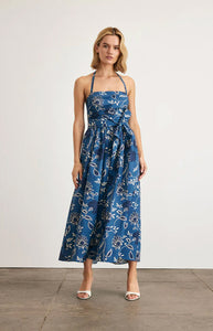 Cassandra Dress in French Blue & Cream