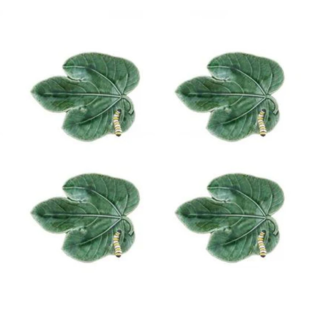 Countryside Leaves Fig Leaf with Caterpillar, Set of 4