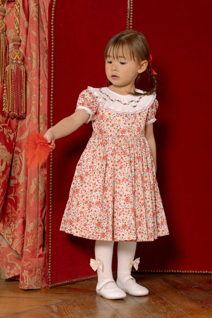 Celestine Red Floral Smocked Dress