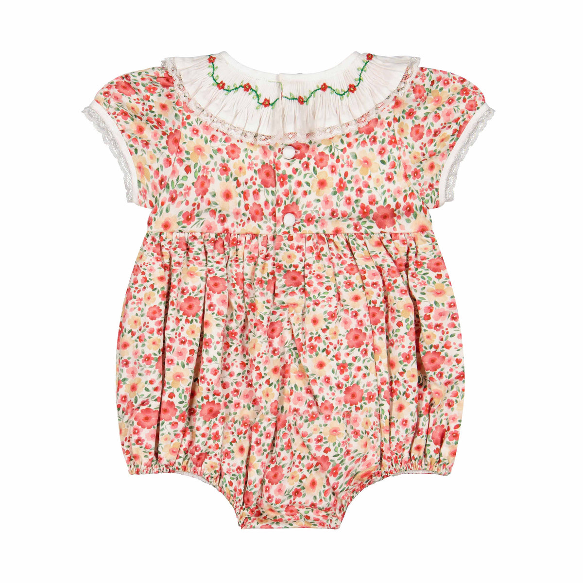 Celestine Red Floral Smocked Romper