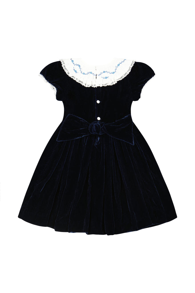 Celestine Navy Velvet Smocked Dress