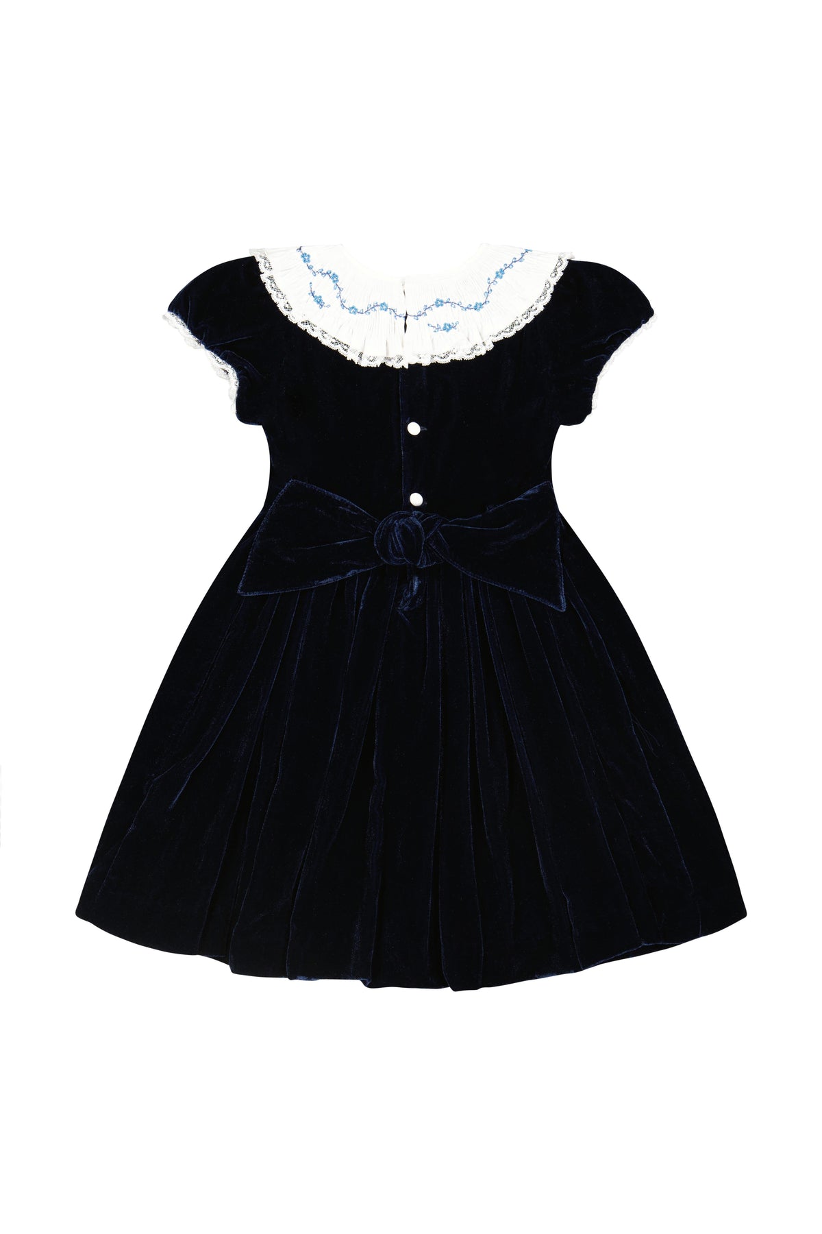Celestine Navy Velvet Smocked Dress