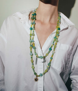 Celina Beaded Strand Necklace in Green