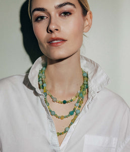 Celina Beaded Strand Necklace in Green