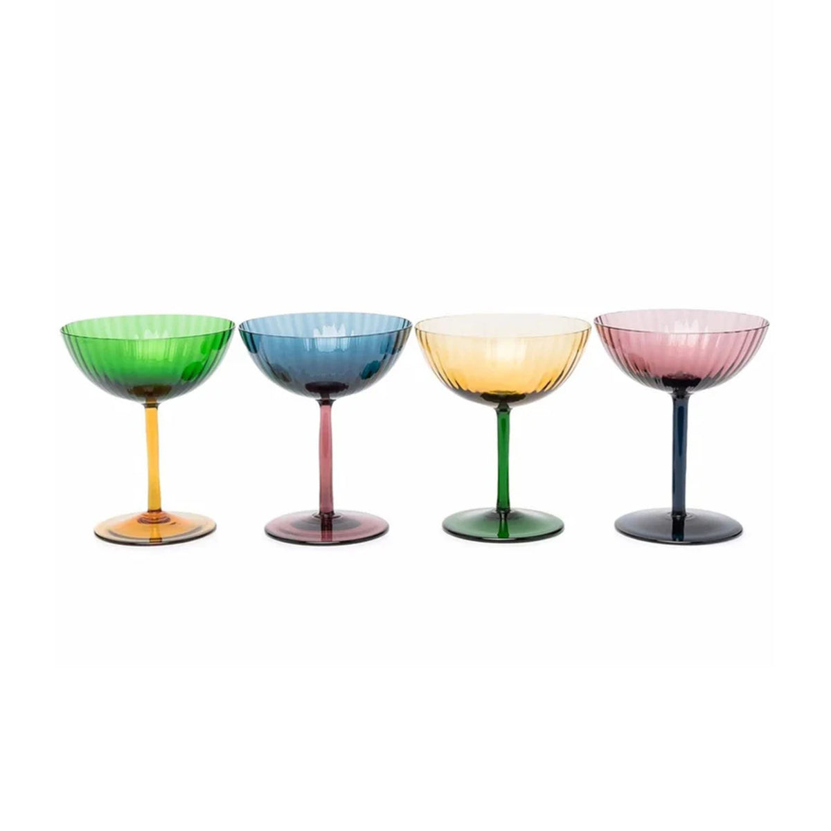 Champagne Coupe in Mixed Multicolor, Set of 4