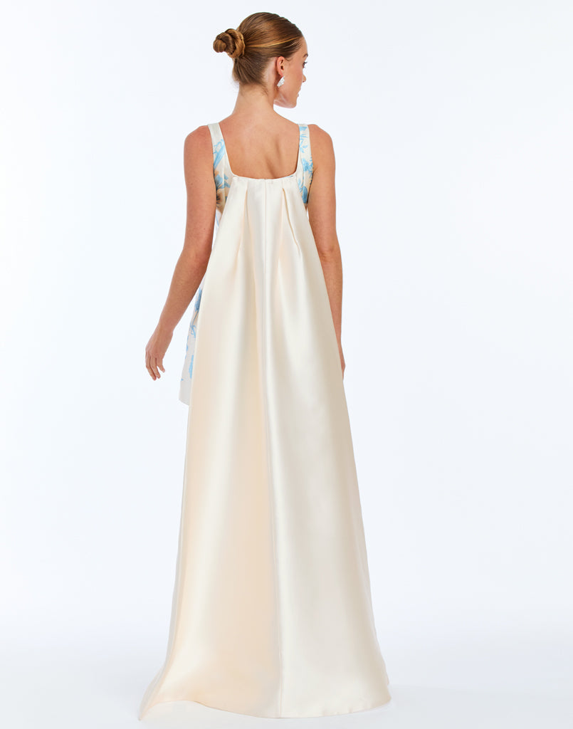 Chianti Convertible Mini Dress in Ivory & Blue