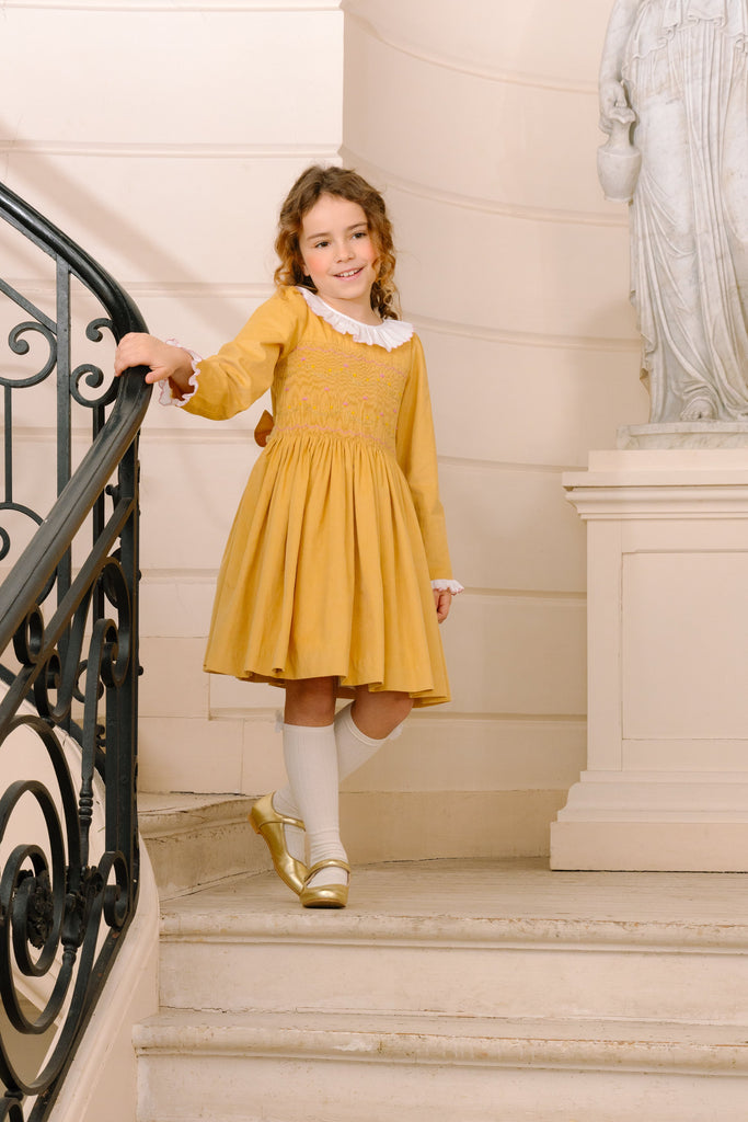 Chiara Yellow Smocked Dress