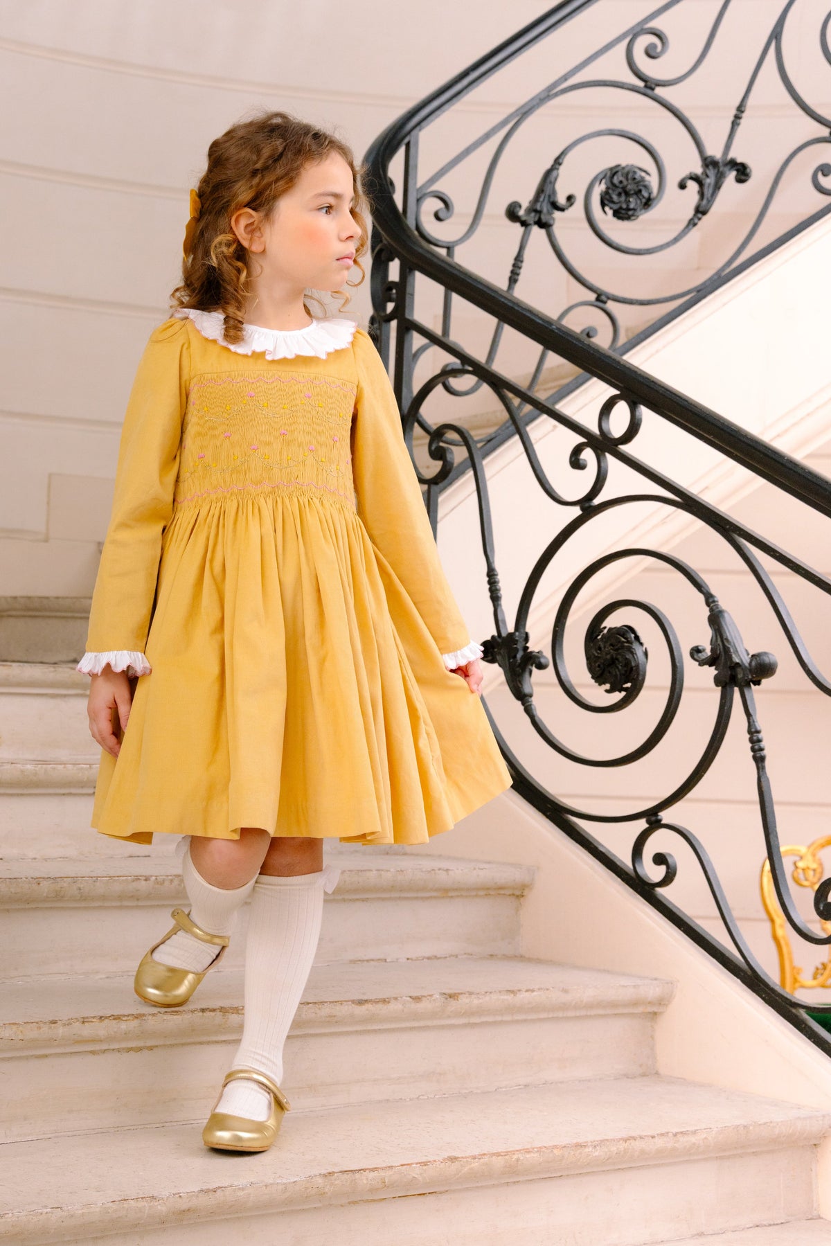 Chiara Yellow Smocked Dress