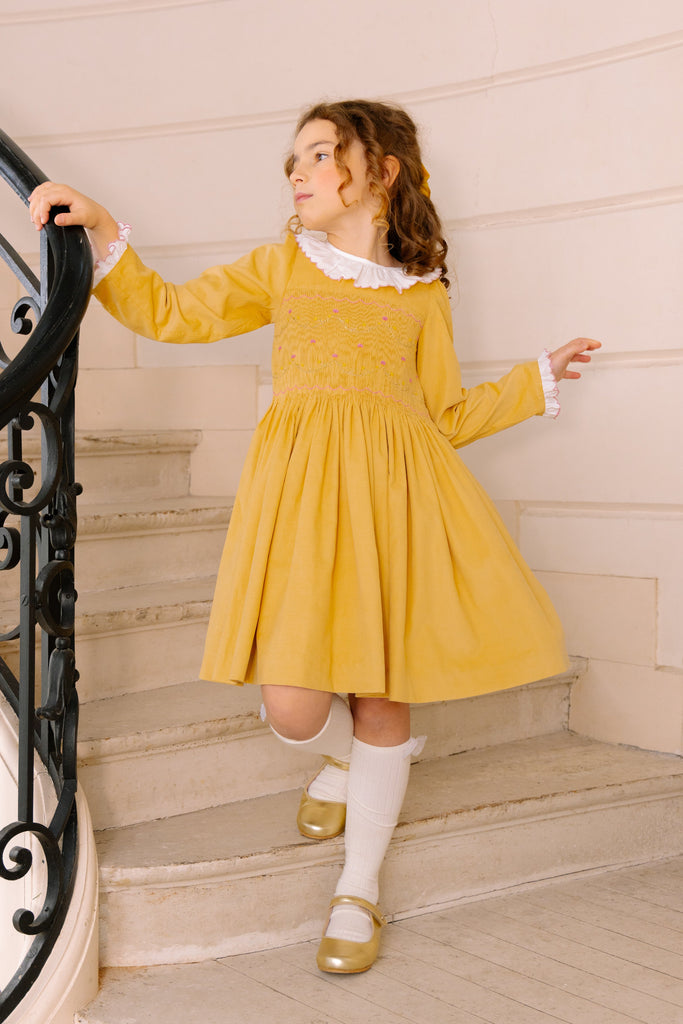 Chiara Yellow Smocked Dress