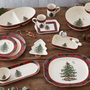 Christmas Tree Tartan 14" Rectangular Platter