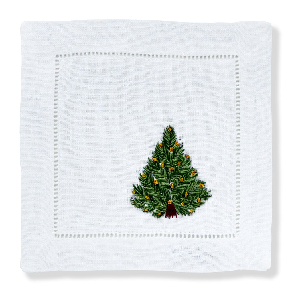 Christmas Tree Cocktail Napkins (4) Tartan 1 Chefanie