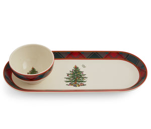 Christmas Tree Tartan 2-Piece Chip & Dip