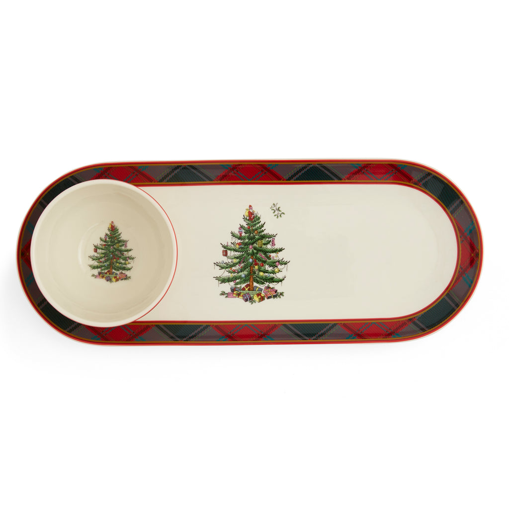 Christmas Tree Tartan 2-Piece Chip & Dip