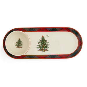 Christmas Tree Tartan 2-Piece Chip & Dip