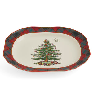 Christmas Tree Tartan 14" Rectangular Platter