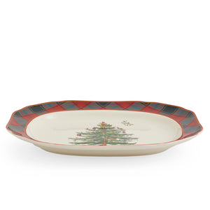 Christmas Tree Tartan 14" Rectangular Platter