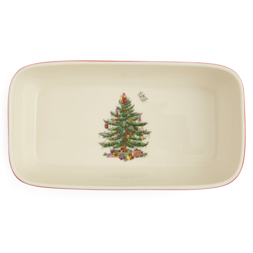 Christmas Tree Tartan 2-Piece Rectangular Server & Slotted Spoon Set