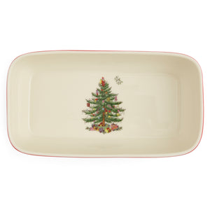 Christmas Tree Tartan 2-Piece Rectangular Server & Slotted Spoon Set