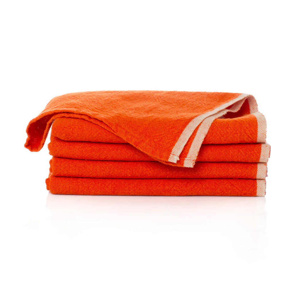 Chunky Linen Napkins in Orange, Set of 4