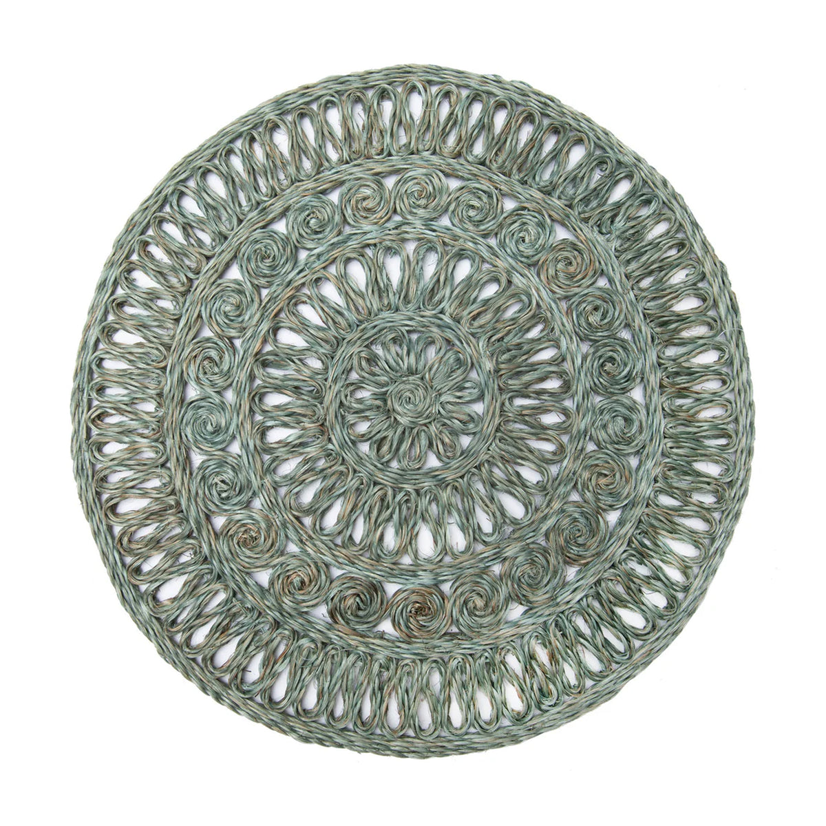 Circolo Abaca Round Placemat in Aqua, Set of 4