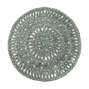 Circolo Abaca Round Placemat in Aqua, Set of 4