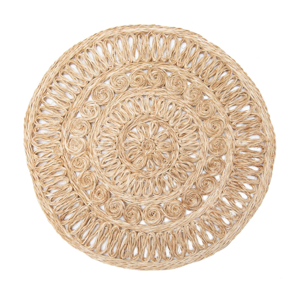 Circolo Abaca Round Placemat in Natural, Set of 4