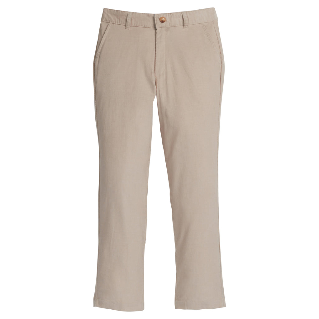 Little English traditional boy's pants for fall, classic khaki corduroy pant with zipper and belt loops