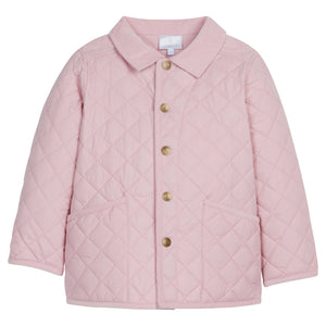 Little English classic kids clothing, quilted jacket for girls in light pink with corduroy collar