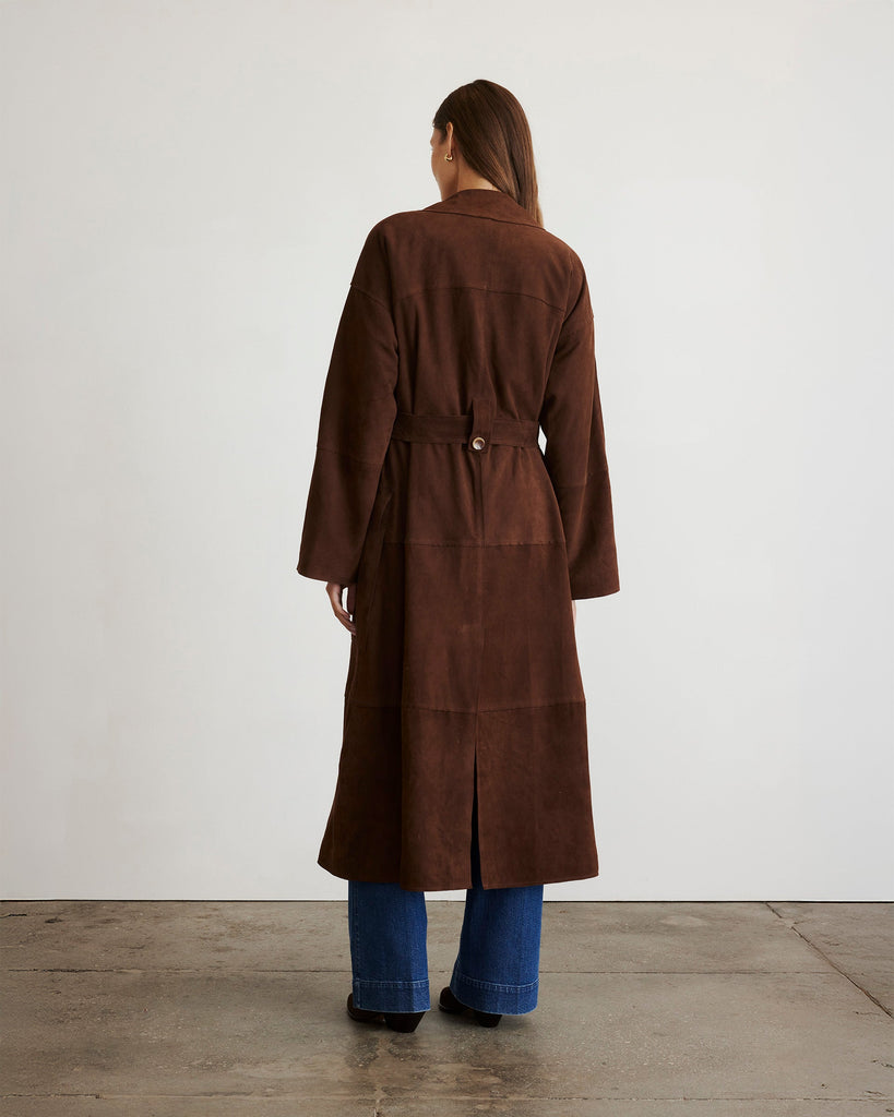 Suede Clayton Coat in Chocolate