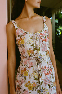Double Drawstring Dress in Multi Floral