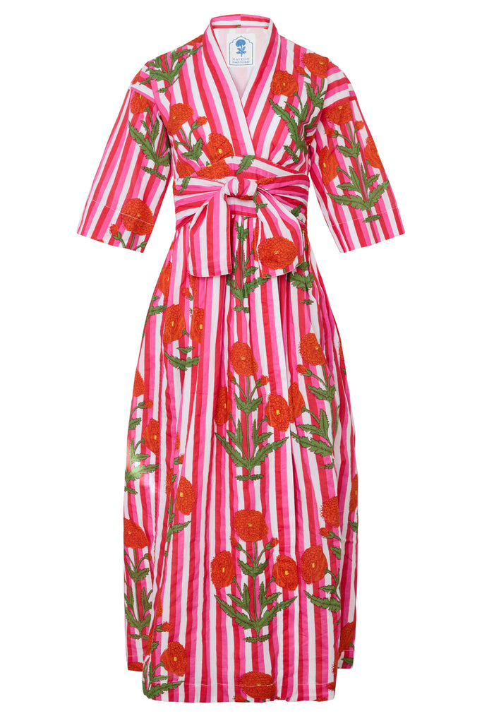 Como Floral Wrap Dress in Red & Pink