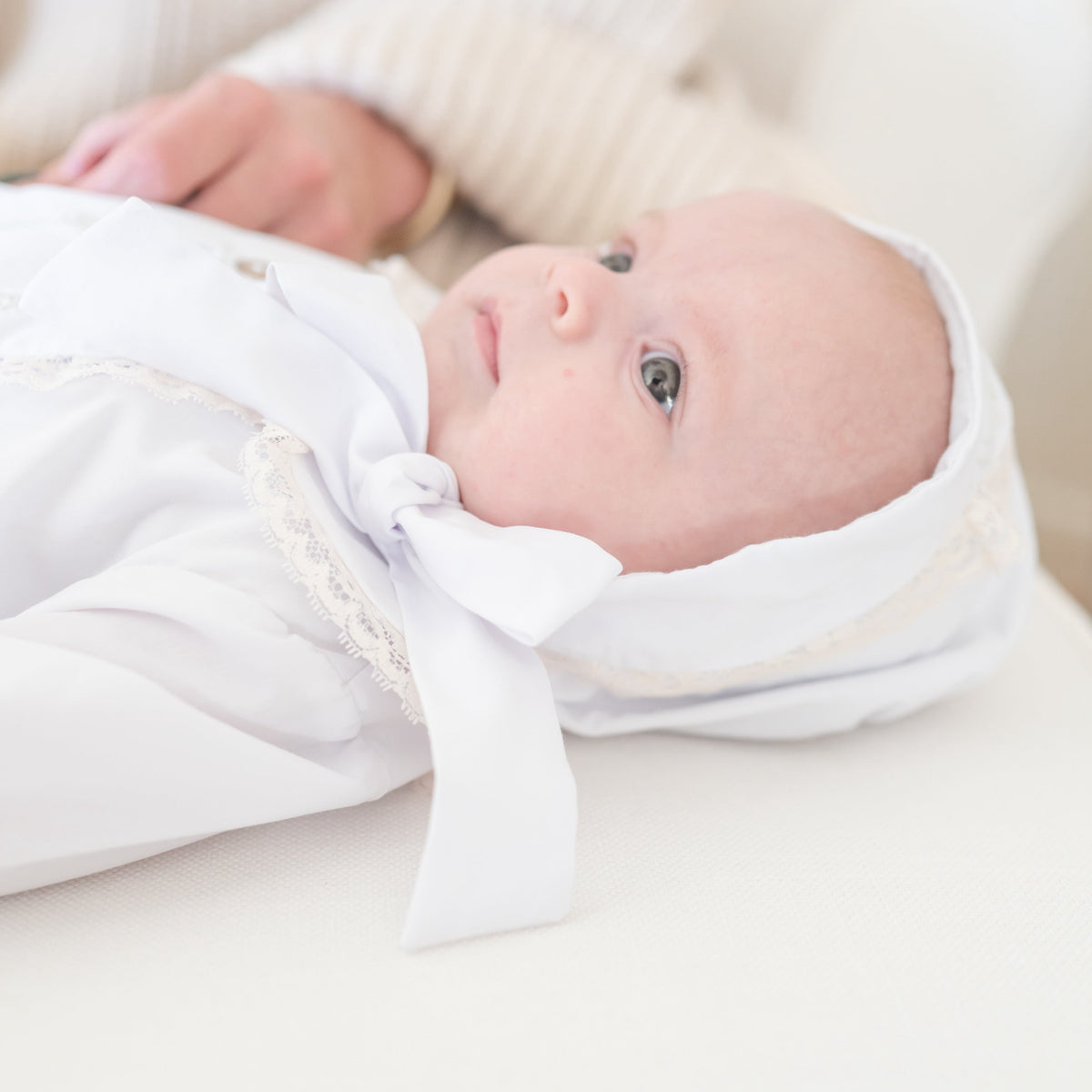 Baby Gown With Bonnet in White