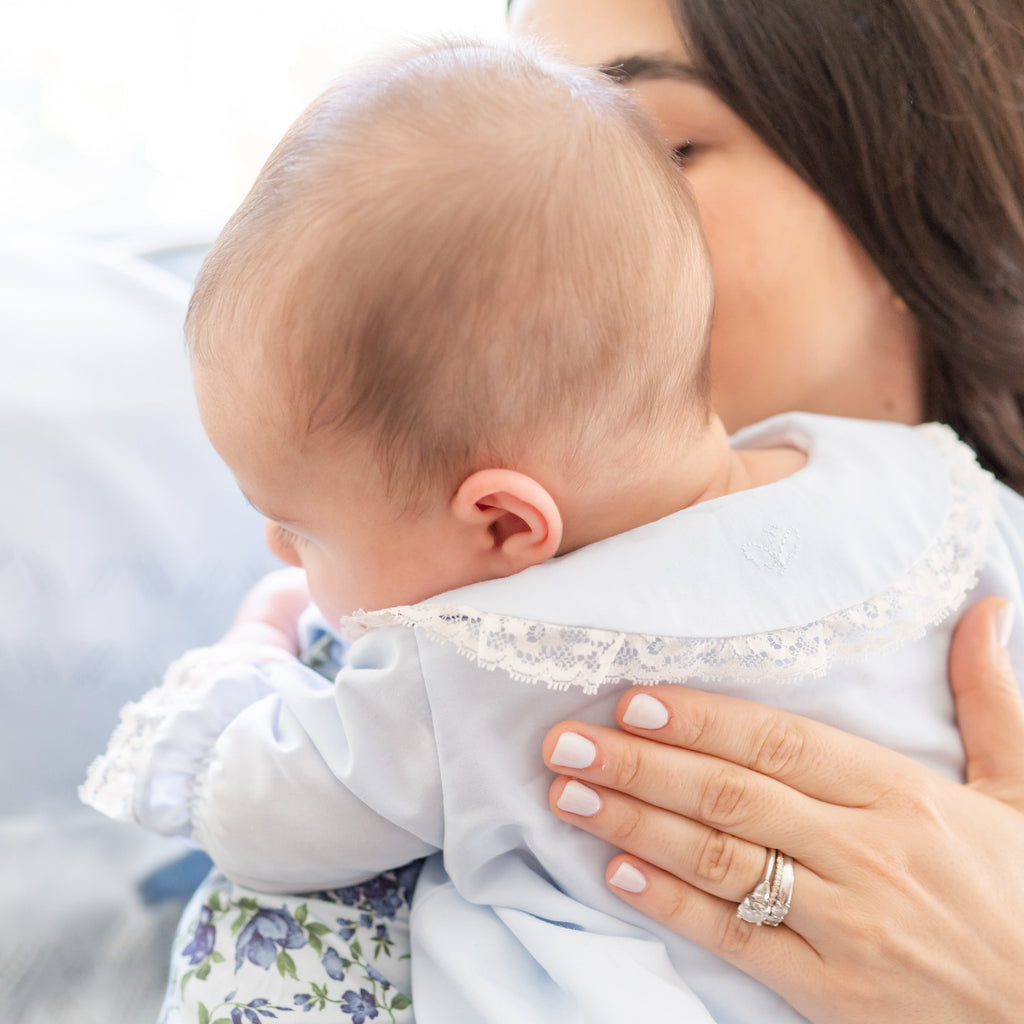 Baby Gown With Bonnet in Light Blue